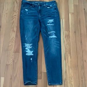Navy Blue Ripped Skinny Jeans